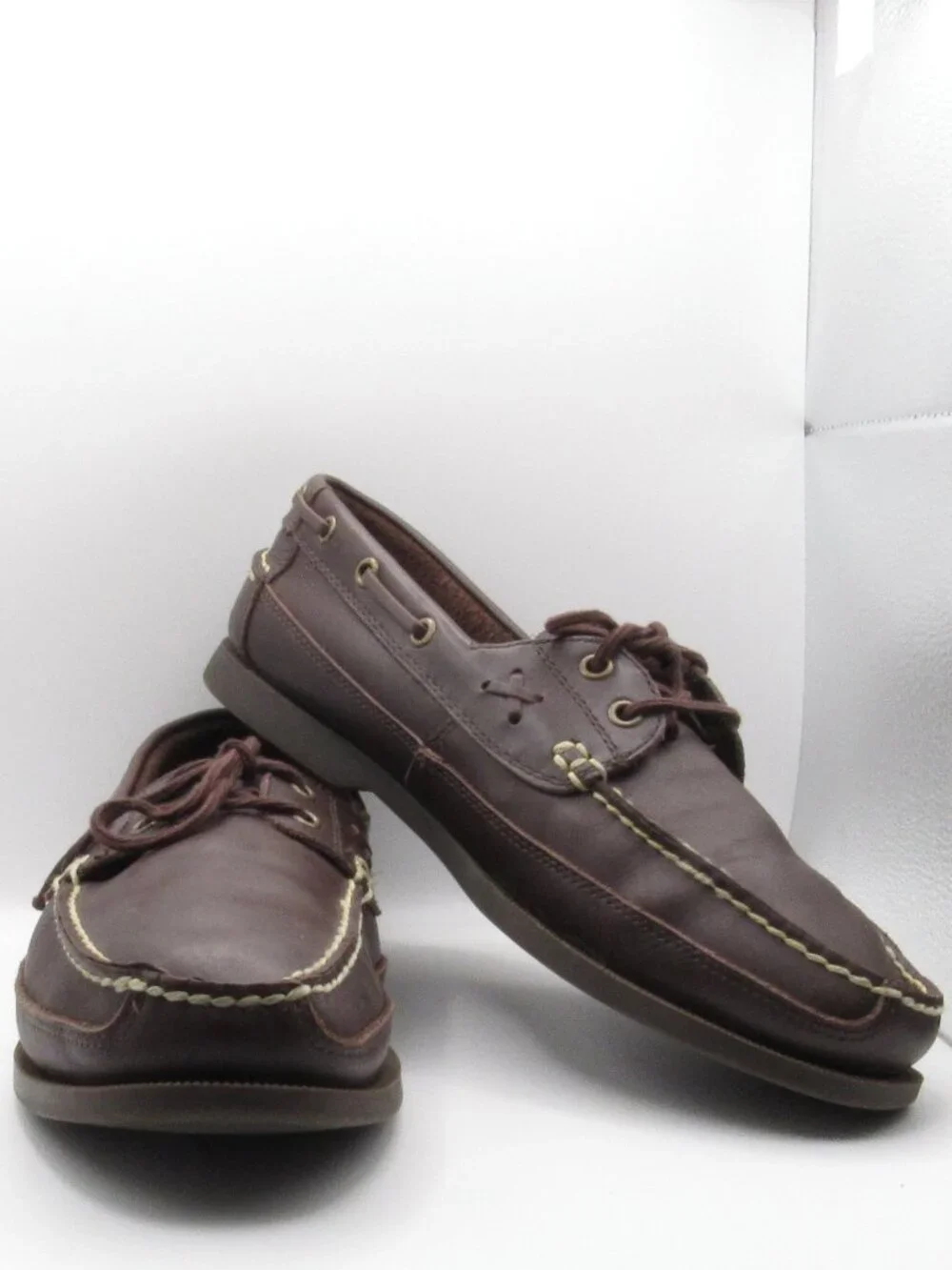 Polo Ralph Lauren Chocolate Brown Leather Boat Shoes Size 12 Good Condition